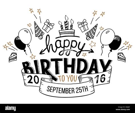 Happy Birthday To You Hand Drawn Typography Headline For Greeting