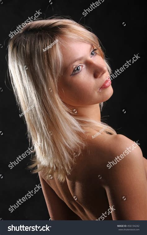 Beautiful Nude Blonde On Black Background Stock Photo 456134242 Shutterstock
