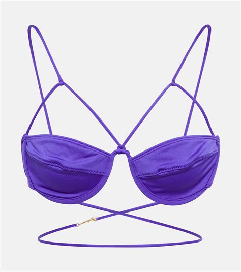 Le Haut Signature Bikini Top In Purple Jacquemus Mytheresa