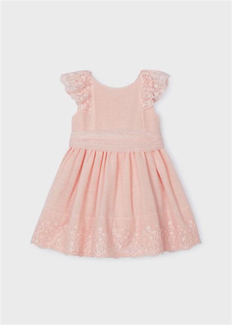 Kleid mit Schleife Leinenanteil Mädchen Nude Mayoral