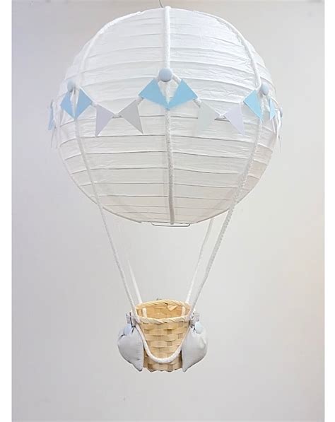 Blue Grey White Themed Hot Air Balloon Nursery Light Shade Etsy
