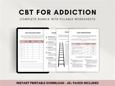 Addiction Worksheets CBT Tools Sobriety Planner Relapse Prevention