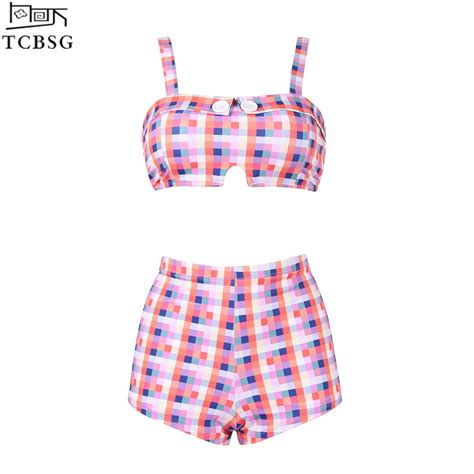 Tcbsg Bikinis Women Swimsuit Female Swimwear Sexy New Arrival Brazilian Plaid Bikini Set Bathing