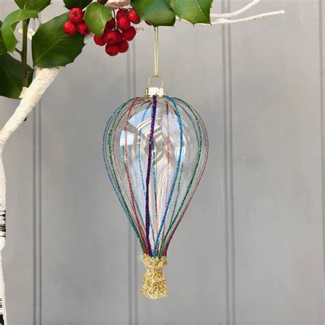 Christmas Hot Air Balloon Glass Bauble By Pink Pineapple Home Gifts