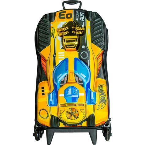 Mochila Escolar Infantil De Rodinhas Em EVA Hot Wheels Dune Soar Motor