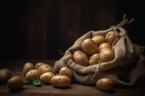 Una Bolsa De Papas Con Una Hoja En La Parte Superior Foto Premium