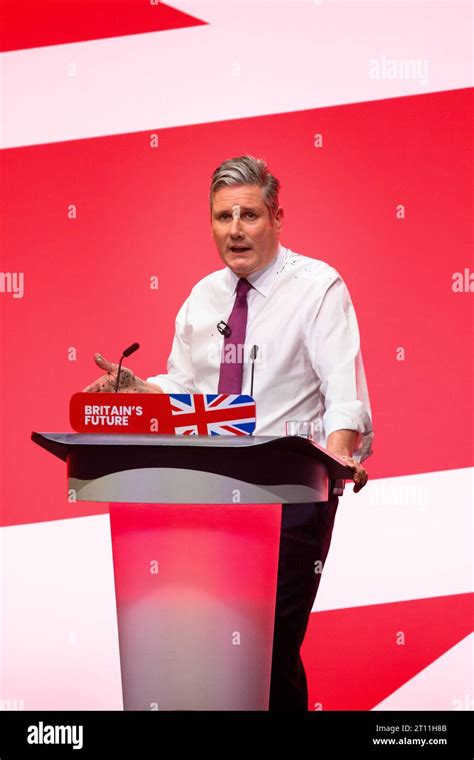 London Uk 10 October 2023 Labour Party Leader Keir Starmer Speaks During The Labour Party