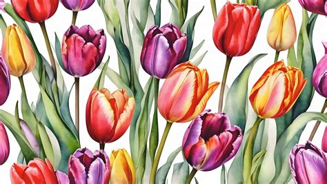 Tulips Flowers Watercolor Painting Free Stock Photo Public Domain