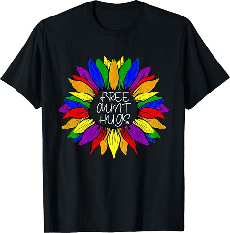 Free Aunt Hugs LGBT Rainbow Daisy Flower Gay Pride Month T Shirt Walmart