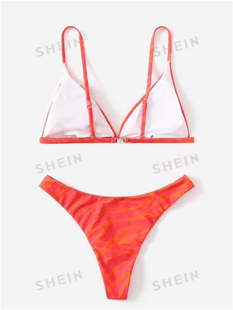 Shein Swim Bikini De Rayas De Cebra Para Playa De Verano Moda De Mujer Shein M Xico