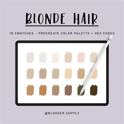 BLONDE HAIR PROCREATE Color Palette Hex Color Codes Etsy Hex Color Palette Color Palate Hex