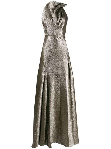 Maticevski Sleeveless Long Gown In Metallic Modesens
