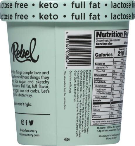 Rebel Keto Mint Chip Ice Cream Pint, 16 oz - Fry’s Food Stores