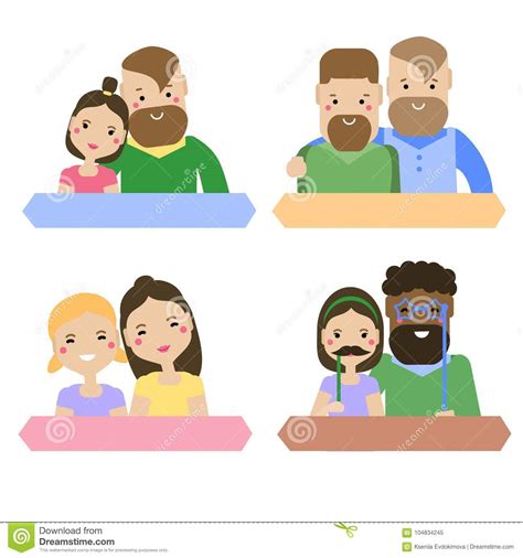 Tipos Modernos De La Familia Pares Heterosexuales Y Homosexuales Lesbiana Hembras Gay Y Rectas