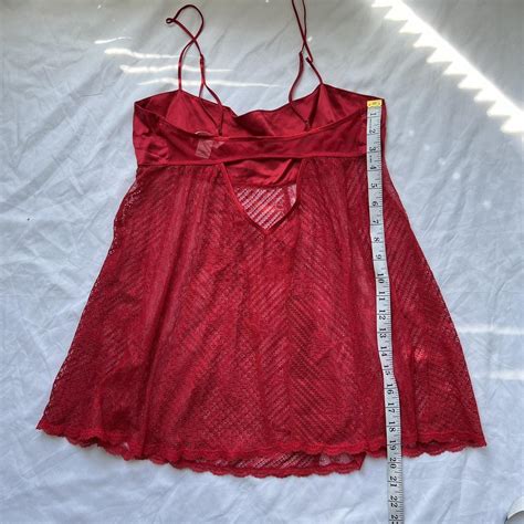 Victorias Secret Sheer Red Silky Lace Lingerie Depop