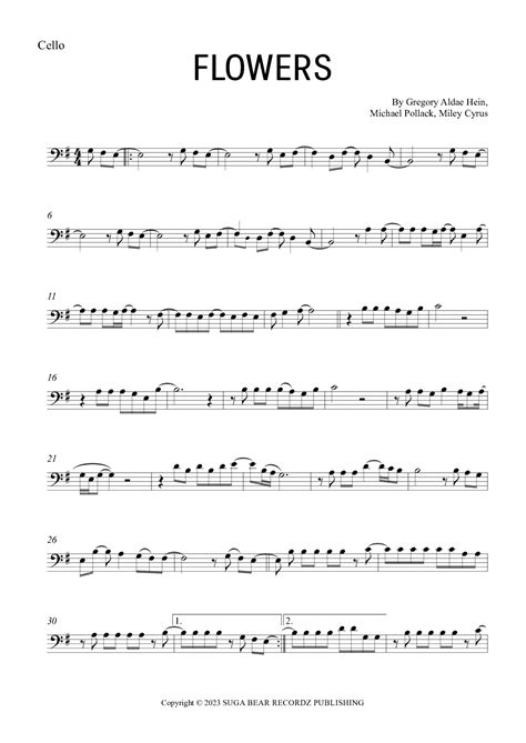 Flowers Arr Gabriel Oliveira By Miley Cyrus Sheet Music For Cello