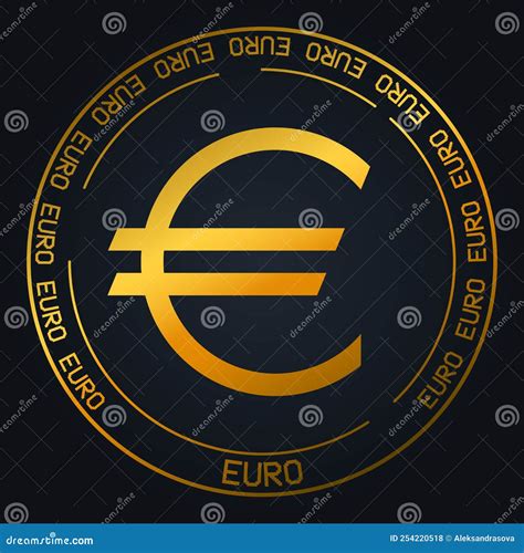 Euro Eur Golden Symbol On Black Background Currency Banner For Euro