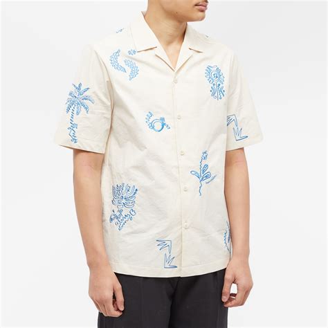 Nanushka Bodil Embroidered Vacation Shirt Creme END