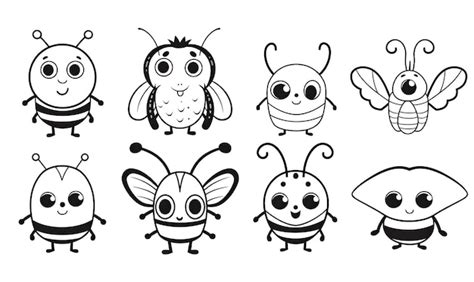 Premium Photo A Set Of Cartoon Bees With Different Expressions