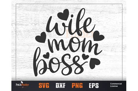 Wife Mom Boss Svg Mothers Day Svg Design By Pathfinder Thehungryjpeg