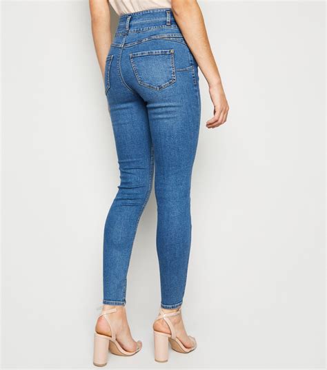 Womens Bright Blue High Waist Skinny Blue Jean Aa Sourcing Ltd