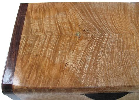 Handcrafted Wood Keepsake Box Figured Maple Santos Rosewood