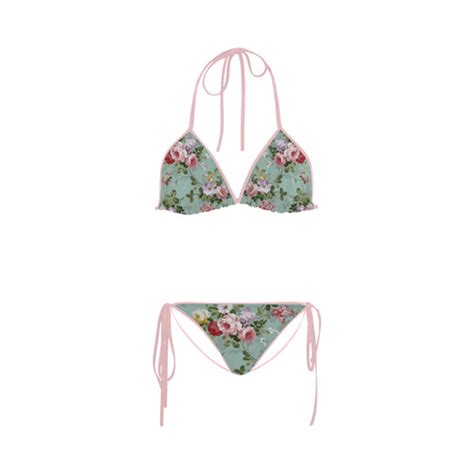 Vintage Beautiful Rose Floral Wallpaper Pattern Custom Bikini Swimsuit ID D741524