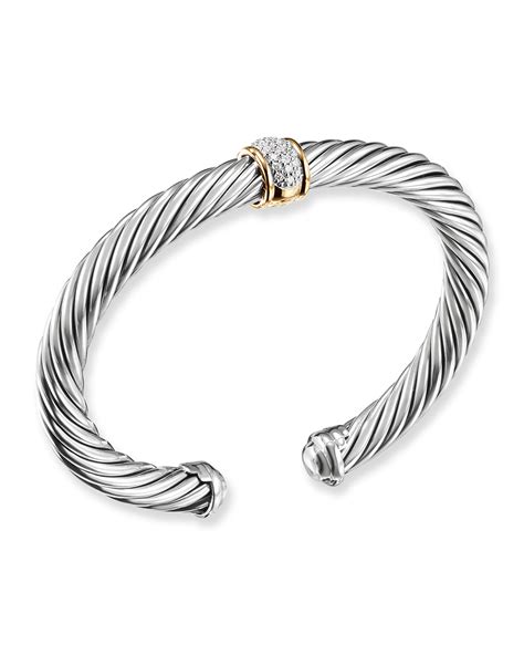 David Yurman Cable Classics Bracelet With Diamonds And Gold Neiman Marcus