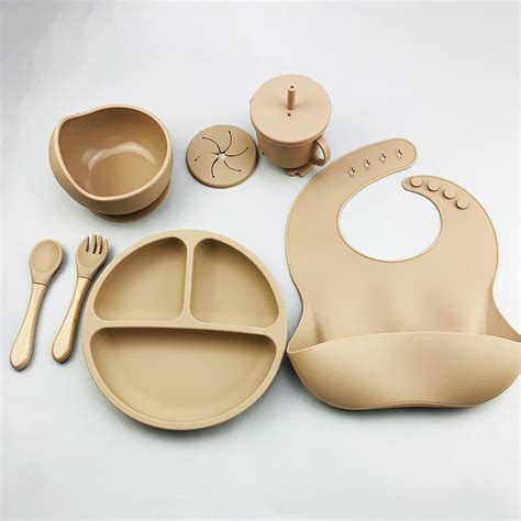 Kaufe 6pcs Silikon Baby Feeding Set Anti Rutsch Platten für Essen