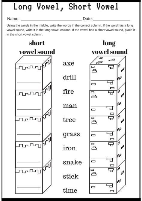 Short Vowel A And Long Vowel A Worksheets