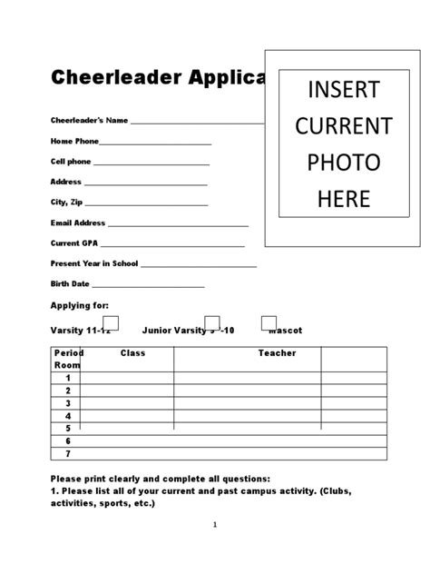 Cheer Tryout Application Pdf Cheerleading