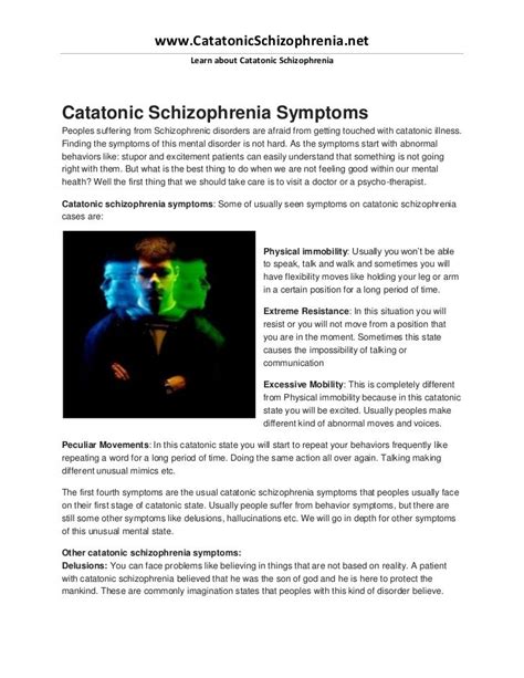 Catatonic Schizophrenia Symptoms