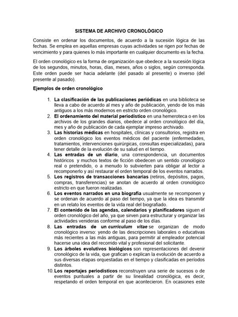 Sistema De Archivo Cronológico 1 Pdf