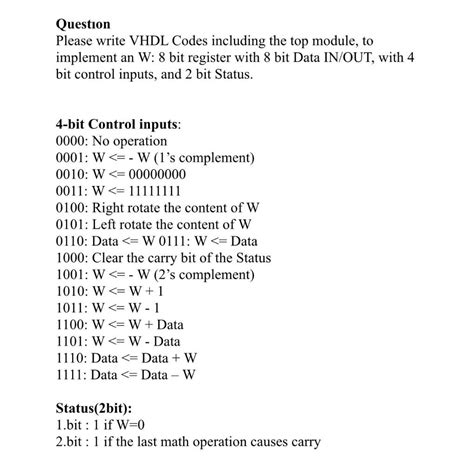 Solved Question Please Write VHDL Codes Including The Top Chegg