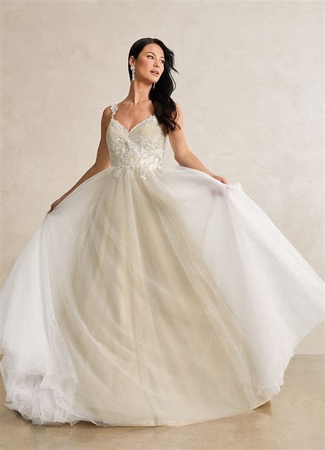 Azazie Rivi Diamond White Nude A Line Lace Tulle Dress Azazie