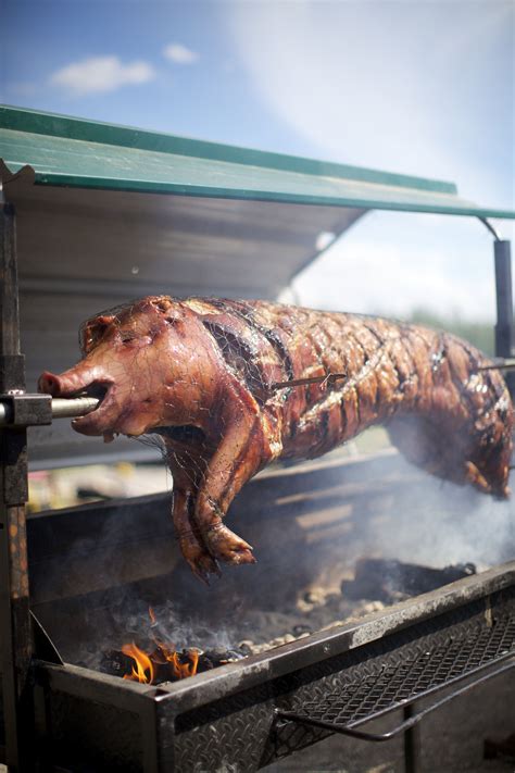 Roasted Pig For Dinner Cooking A Roast Roasted Hog Bbq Pit