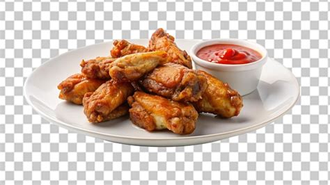 Premium PSD White Plate Of Chicken Wings Isolated On Transparent