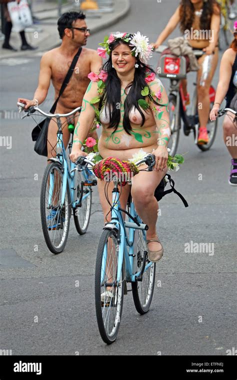 London UK Th June Participants In The World Naked Bike Ride In London Where Nude