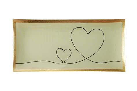 Love Plates Glass Plate L Hearts White