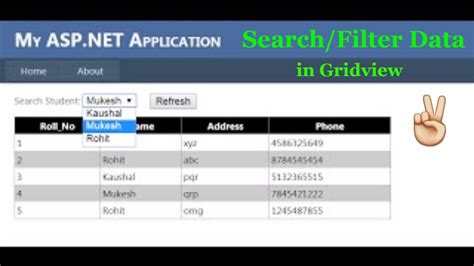 How To Searchfilter Data In Gridview Aspnet Youtube