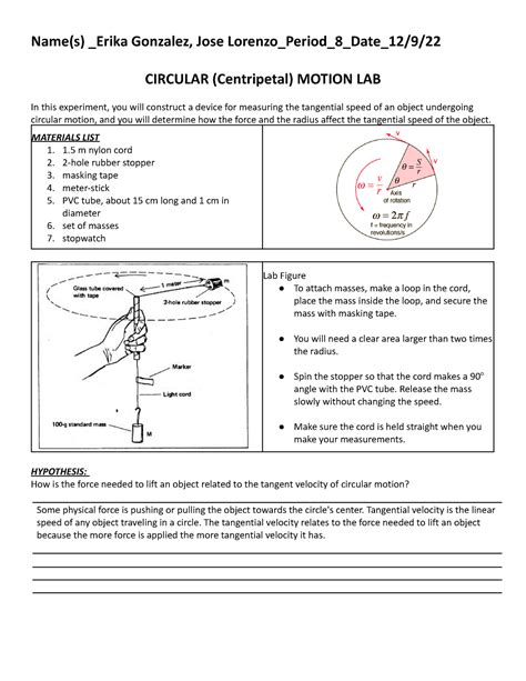 22 23 Lab Centripetal Force Name S Erika Gonzalez Jose Lorenzo