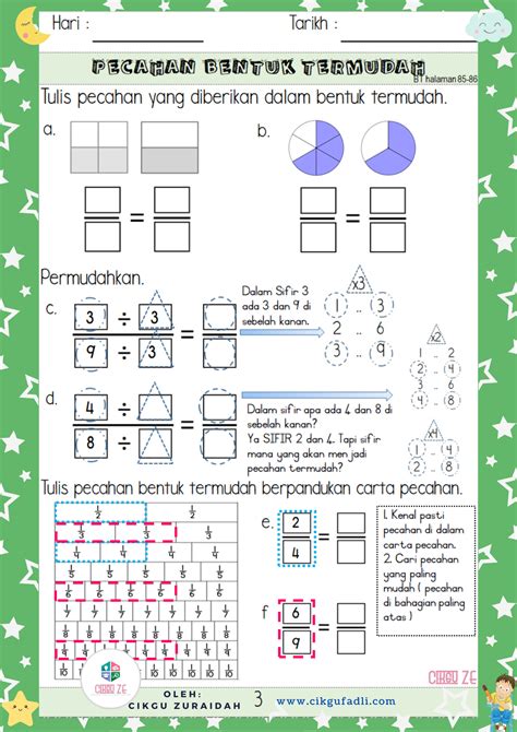 Nota Dan Latihan Tajuk Pecahan Matematik Tahun 3 Cikgu Mohd Fadli