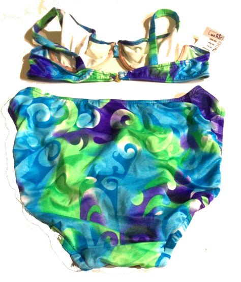 Fresh Peaches Blue Green Purple Swirly Geo Print Bikini Size Small Medium Nwt Ebay