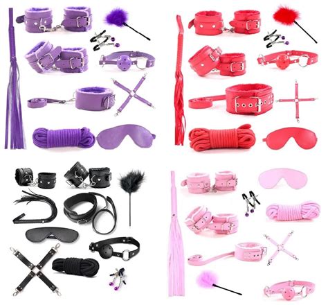 BDSM Bondage Restraint Set Sex Handcuffs Whip Anal Beads Butt Plug Anal Plug Bullet Vibrator Sex