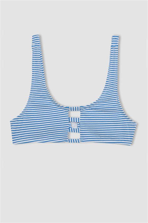 Mavi Kız Çocuk Genç Kız Kız Çocuk Çizgili Bikini Takımı 3082508 DeFacto