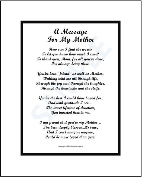 Mother Thank You Digital Download Mom Appreciation Mom Mother Poem Mom Verse Mother Verse