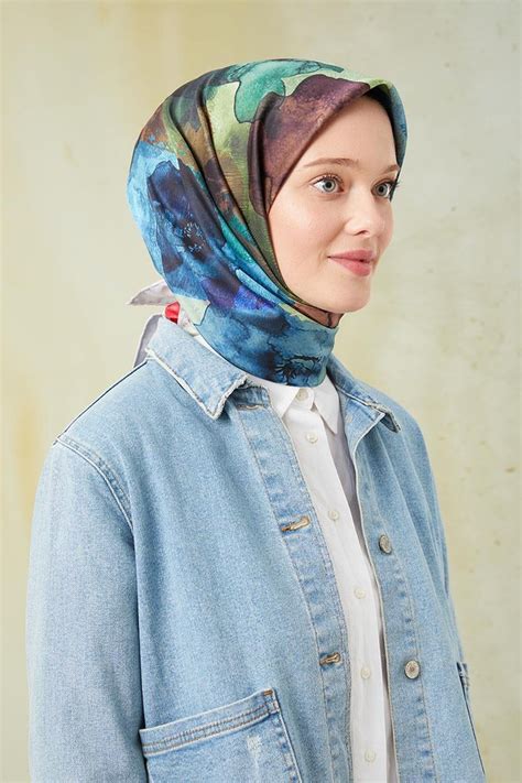 Fivescarf Nude Sulu Boya Desenli Twill Digital E Arp