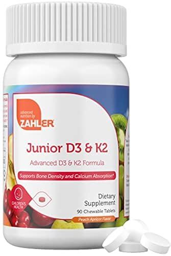 Zahler - Junior Vitamin D3 + K2 Chewable Tablets for Kids| Vitamin D ...