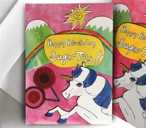 Happy Birthday Sugar Tits Card Etsy