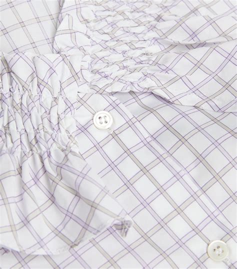 Womens SANDRO Beige Check Shirred Collar Shirt Harrods UK